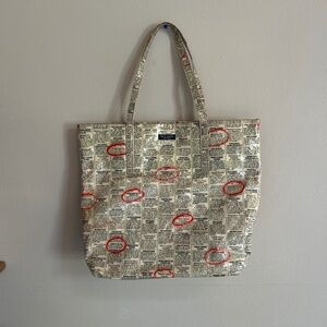 Kate Spade Vintage Classifieds Newspaper Tote Bag EUC